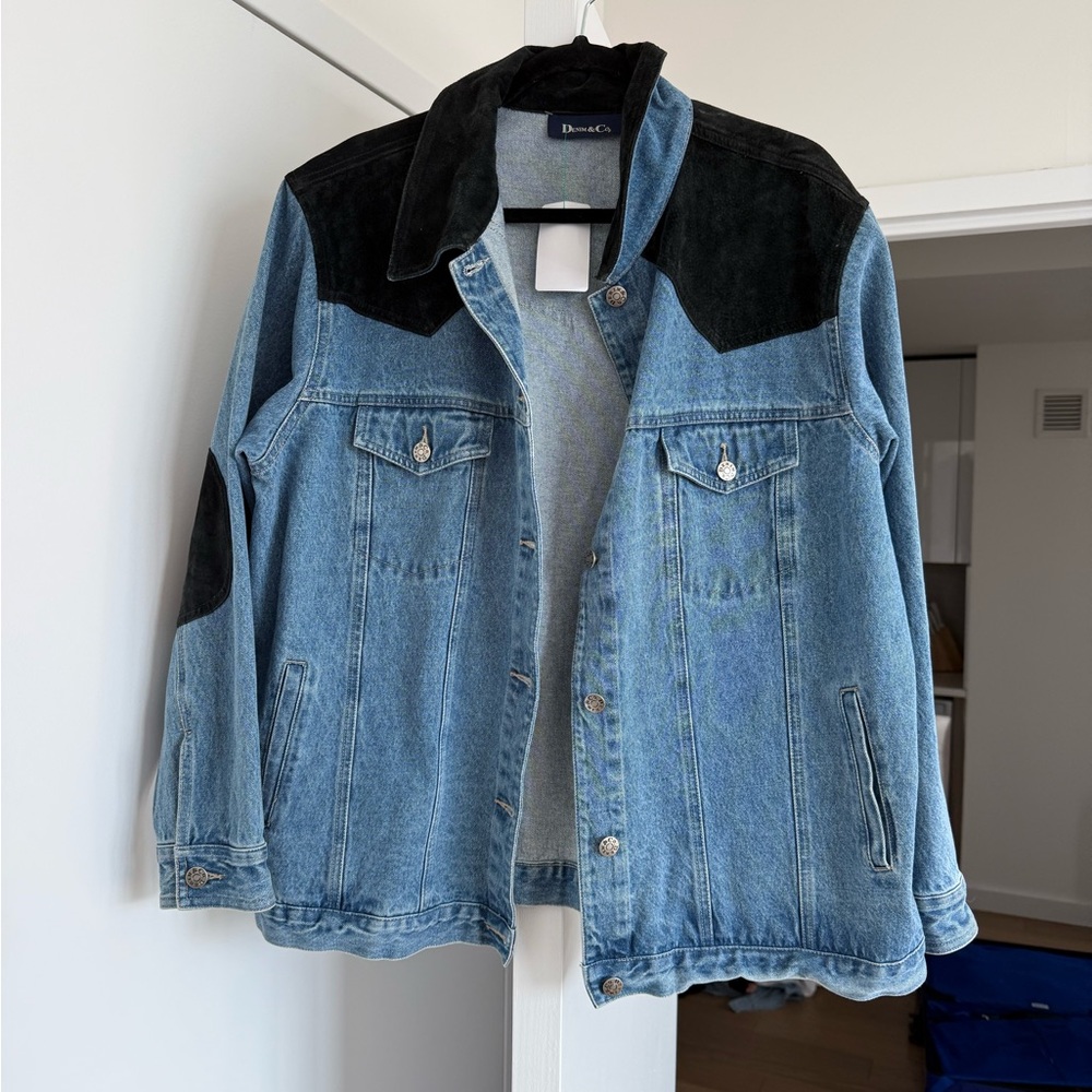 Denim & Jacket with black suede